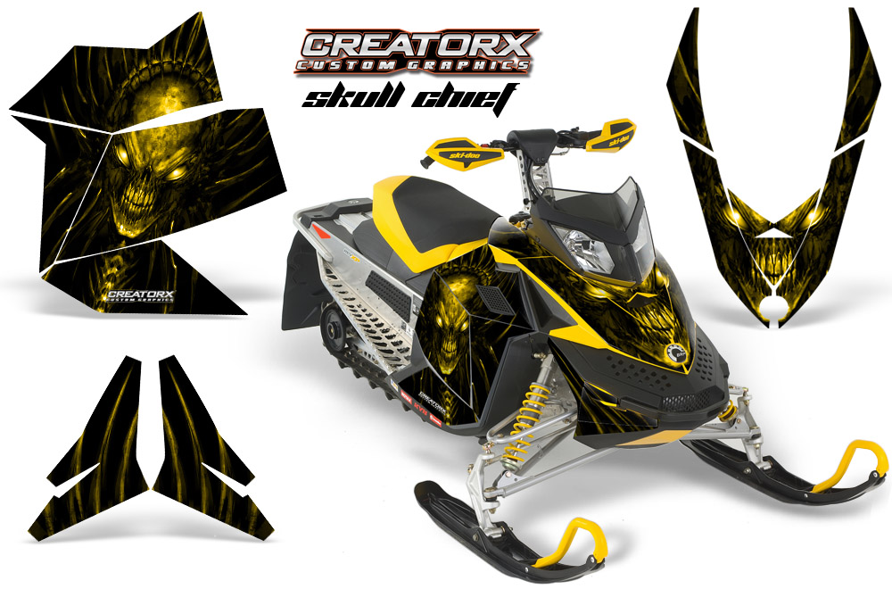 Skidoo REV XP Graphics Kit Skull Chief Yellow